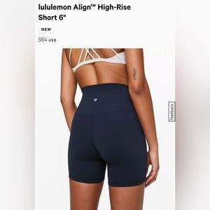 Lululemon Align High- Rise Shorts 6” Navy Blue Size 6